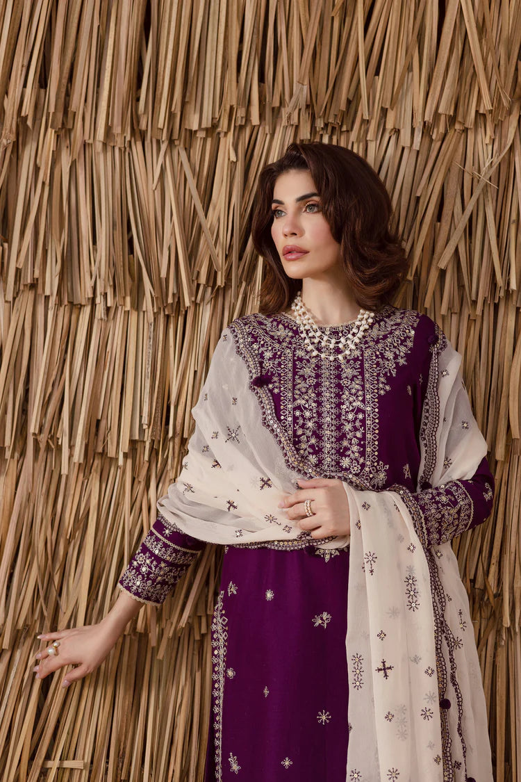 BATIK-3PC DHANAK EMBROIDERED SHIRT WITH DHANAK EMBROIDERED SHAWL AND TROUSER-ADR-4338