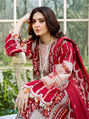 BIN ILYAS-3PC LAWN HEAVY EMBROIDERED SHIRT WITH KHADDI NET EMBROIDERED DUPATTA & LAWN TOUSER-ADR-4724