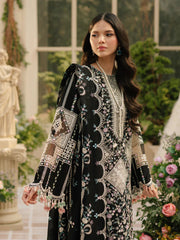 BIN ILYAS-3PC LAWN HEAVY EMBROIDERED SHIRT WITH KHADDI NET EMBROIDERED DUPATTA & LAWN TOUSER-ADR-4725