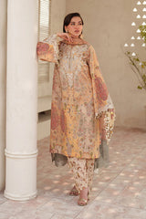 BAROQUE-3PC LAWN DIGITAL PRINTED EMB SHIRT WITH SILK PRINTED EMB DUPATTA AND PRINTED TROUSER-ADR-014