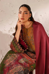 BAROQUE-3PC KHADDAR PRINTED SHIRT WITH KHADDAR PRINTED DUPATTA AND PRINTED TROUSER-ADR-2662