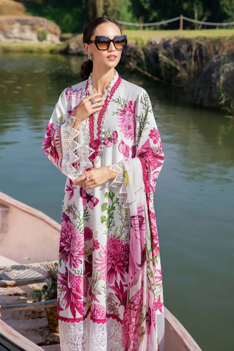 MARIA.B-3PC LAWN EMBROIDERED PRINTED SHIRT WITH CHIFFON PRINT DUPATTA AND PRINT TROUSER-ADR-2