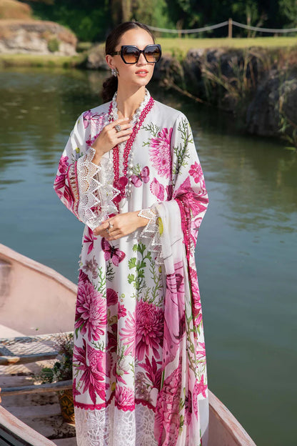 MARIA.B-3PC LAWN EMBROIDERED PRINTED SHIRT WITH CHIFFON PRINT DUPATTA AND PRINT TROUSER-ADR-2520