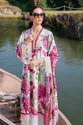 MARIA.B-3PC LAWN EMBROIDERED PRINTED SHIRT WITH CHIFFON PRINT DUPATTA AND PRINT TROUSER-ADR-2