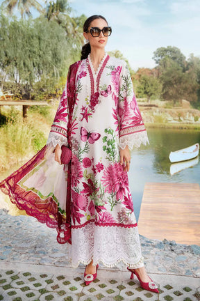 MARIA.B-3PC LAWN EMBROIDERED PRINTED SHIRT WITH CHIFFON PRINT DUPATTA AND PRINT TROUSER-ADR-2