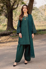 BATIK-3PC DHANAK EMBROIDERED SHIRT WITH DHANAK EMBROIDERED SHAWL AND TROUSER-ADR-5197