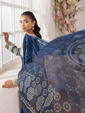 MOHAGNI-3PC LAWN EMBROIDERED SHIRT WITH MONARK PRINTED DUPATTA AND TROUSER-ADR-3741