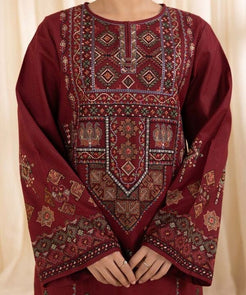 SAPPHIRE-3PC DHANAK EMBROIDERED SHIRT WITH COURTRAI PRINTED SHAWL AND TROUSER-ADR-4065