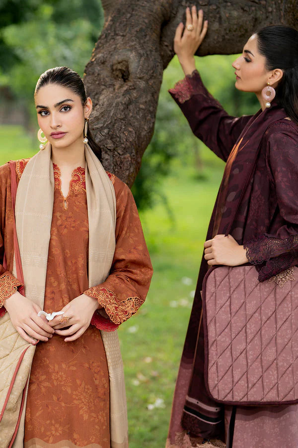 BAROUQUE- 3PC KARANDI PRINTED SHIRT WITH KARANDI PRINTED DUAPTTA AND TROUSER -ADR-1054-A