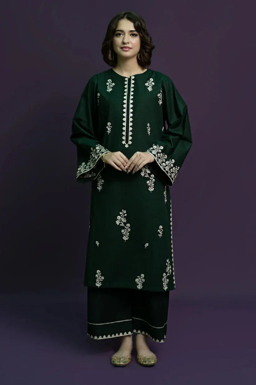 URGE - 2PC DHANAK EMBROIDERED SHIRT WITH DHANAK EMBROIDERED TROUSER-ADR-3369