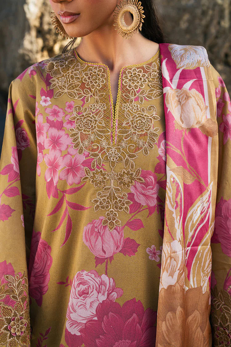 BAROQUE-3PC KHADDAR PRINTED EMB SHIRT WITH KHADDAR PRINTED DUPATTA AND PRINT TROUSER-ADR-2622