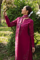 MANNAT-3PC DHANAK EMBROIDERED SHIRT WITH COURTRAI WOOL PRINTED SHAWL AND TROUSER-ADR-5219