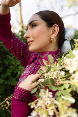 MANNAT-3PC DHANAK EMBROIDERED SHIRT WITH COURTRAI WOOL PRINTED SHAWL AND TROUSER-ADR-5219
