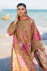 BAROQUE-3PC KHADDAR PRINTED EMB SHIRT WITH KHADDAR PRINTED DUPATTA AND PRINT TROUSER-ADR-2622