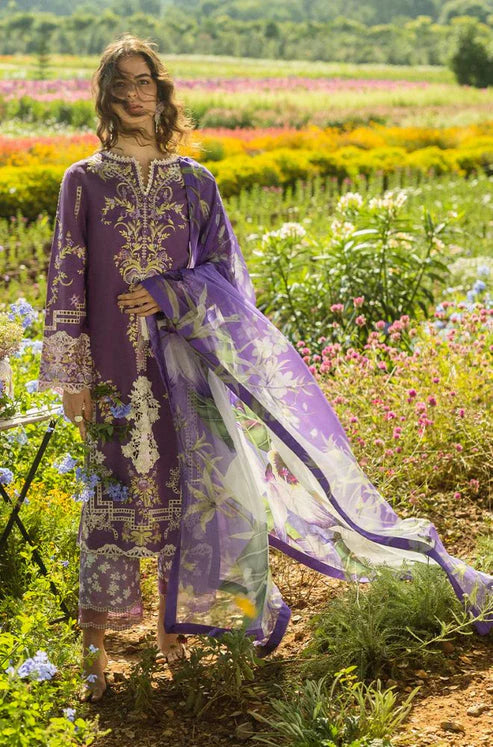 MUSHQ-3PC DHANAK EMBROIDERED SHIRT WITH COUTRAI PRINTED SHAWL & TROUSER-ADR-4091