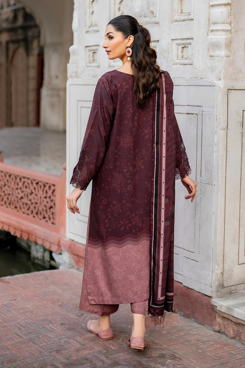 BAROUQUE- 3PC KARANDI PRINTED SHIRT WITH KARANDI PRINTED DUAPTTA AND TROUSER -ADR-1054-A