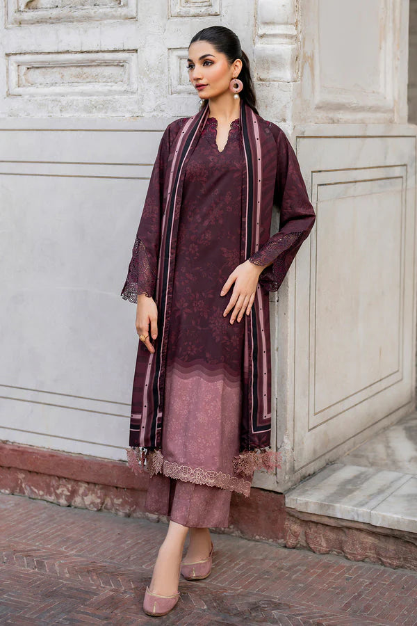 BAROUQUE- 3PC KARANDI PRINTED SHIRT WITH KARANDI PRINTED DUAPTTA AND TROUSER -ADR-1054-A