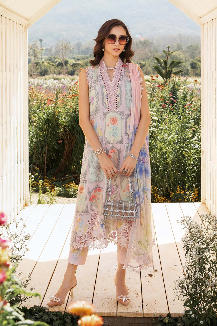 MARIA.B-3PC LAWN EMBROIDERED PRINTED SHIRT WITH CHIFFON PRINT DUPATTA AND PRINT TROUSER-ADR-2522