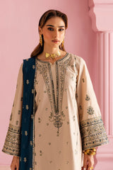 BATIK-3PC DHANAK EMBROIDERED SHIRT WITH DHANAK EMBROIDERED SHAWL & EMB TROUSER-ADR-4162