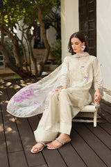 IZNIK-3PC LAWN EMB PRINTED SHIRT WITH SILK PRINTED DUPATTA & PRINTED TROUSER-ADR-044