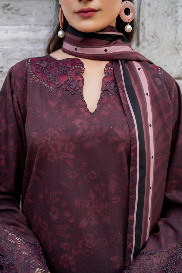 BAROUQUE- 3PC KARANDI PRINTED SHIRT WITH KARANDI PRINTED DUAPTTA AND TROUSER -ADR-1054-A