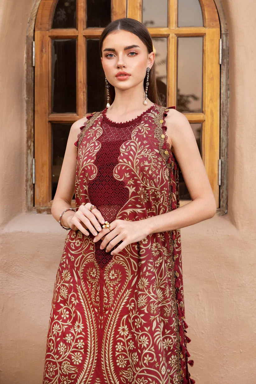 MARIA.B-3PC LAWN EMBROIDERED PRINTED SHIRT WITH CHIFFON PRINT DUPATTA AND PRINT TROUSER-ADR-2518