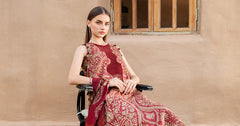 MARIA.B-3PC LAWN EMBROIDERED PRINTED SHIRT WITH CHIFFON PRINT DUPATTA AND PRINT TROUSER-ADR-2518