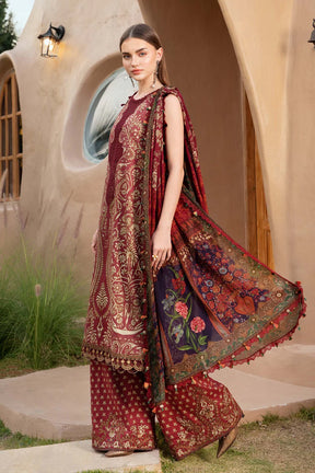 MARIA.B-3PC LAWN EMBROIDERED PRINTED SHIRT WITH CHIFFON PRINT DUPATTA AND PRINT TROUSER-ADR-2518