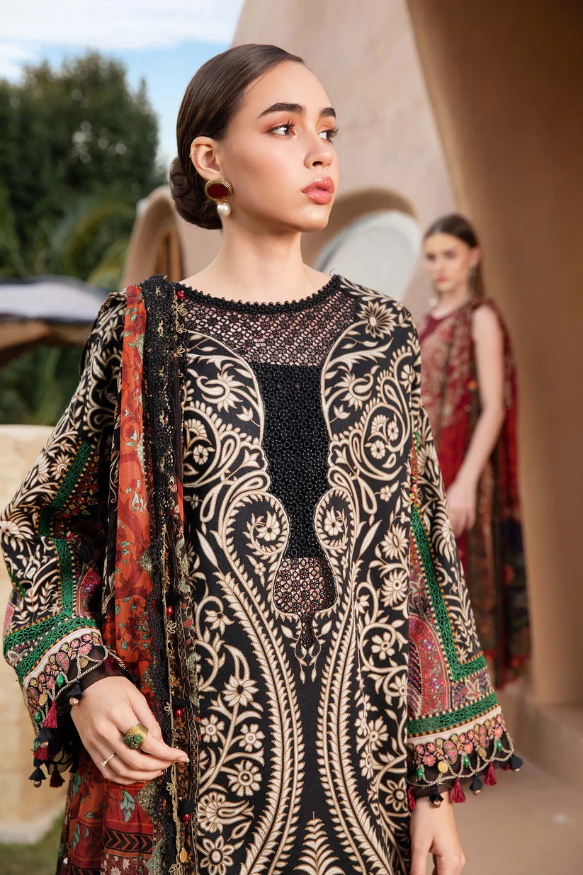 MARIA.B-3PC LAWN EMBROIDERED PRINTED SHIRT WITH CHIFFON PRINT DUPATTA AND PRINT TROUSER-ADR-2517