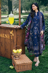 GARNET-3PC LAWN EMBROIDERED SHIRT WITH CHIFFON PRINT DUPATTA AND EMB TROUSER-ADR-4838
