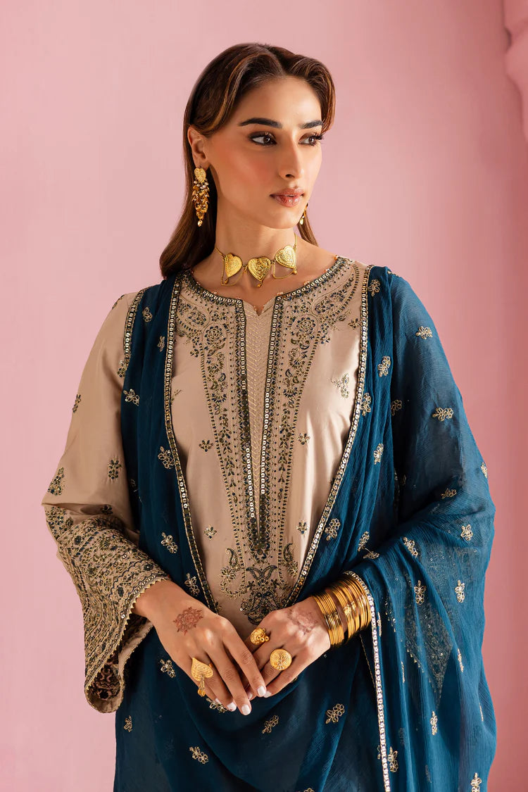 BATIK-3PC DHANAK EMBROIDERED SHIRT WITH DHANAK EMBROIDERED SHAWL & EMB TROUSER-ADR-4162