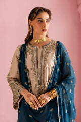 BATIK-3PC DHANAK EMBROIDERED SHIRT WITH DHANAK EMBROIDERED SHAWL & EMB TROUSER-ADR-4162
