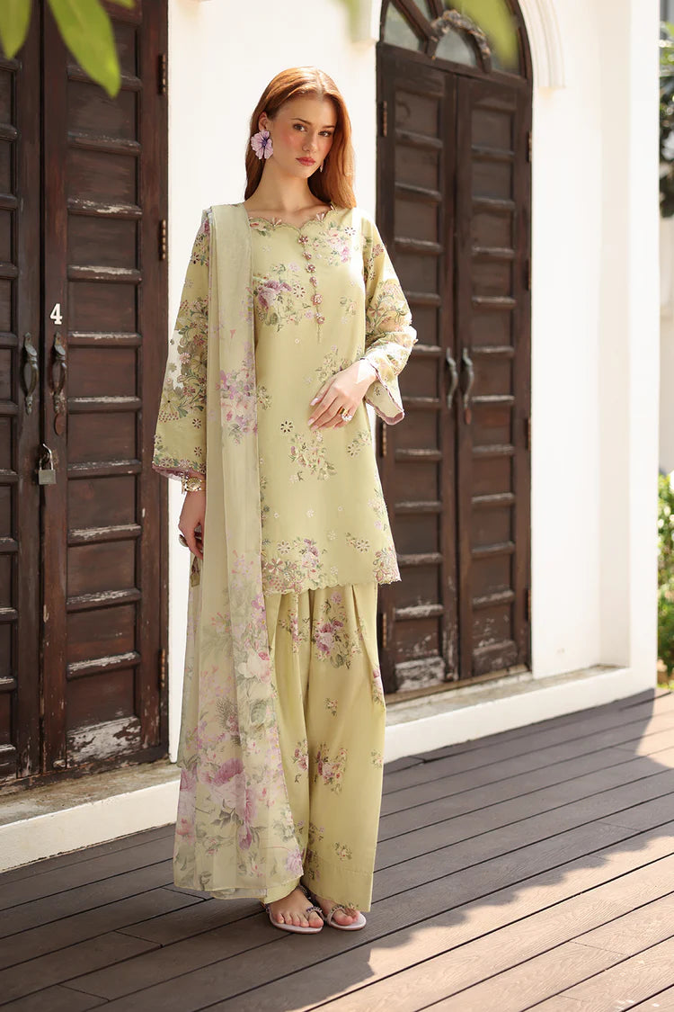 IZNIK-3PC LAWN PRINTED EMB SHIRT WITH SILK PRINTED DUPATTA AND TROUSER-ADR-041