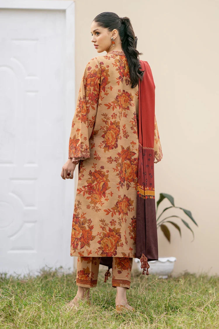 BAROQUE-3PC KHADDAR PRINTED SHIRT WITH KHADDAR PRINT DUPATTA AND PRINT TROUSER-ADR-2632