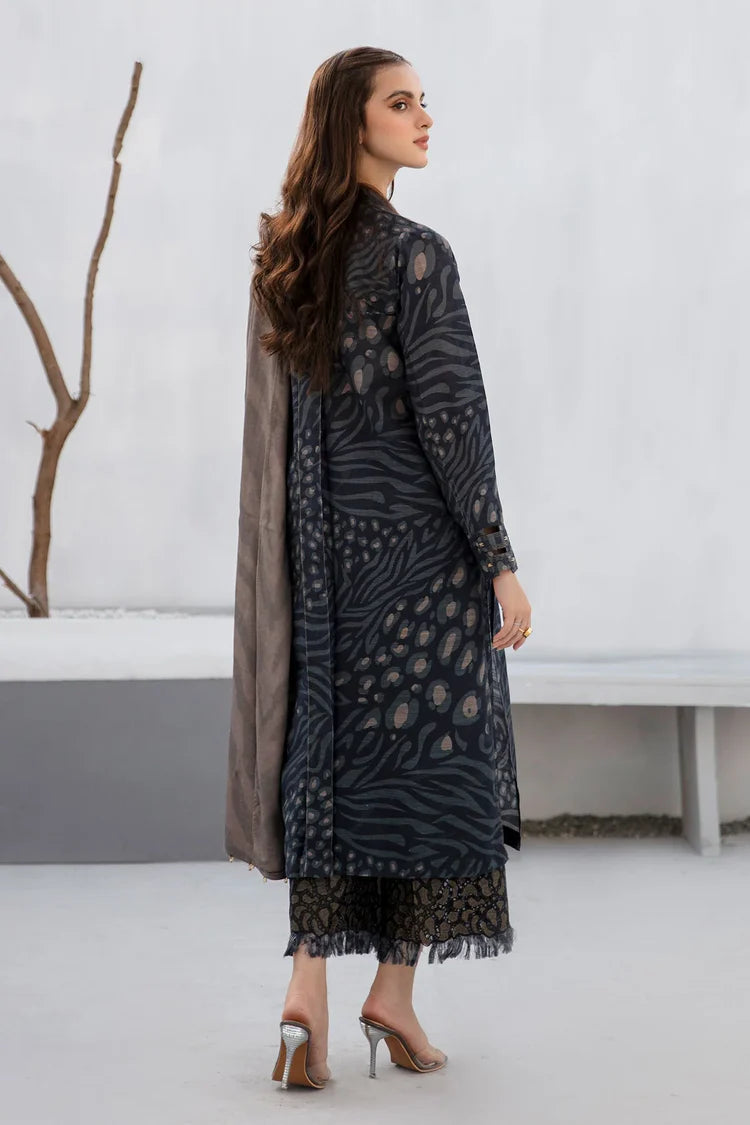 BAROUQE-3PC KHADDAR PRINTED SHIRT WITH KHADDAR PRINT DUPATTA AND PRINT TROUSER-ADR-2620