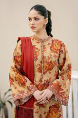 BAROQUE-3PC KHADDAR PRINTED SHIRT WITH KHADDAR PRINT DUPATTA AND PRINT TROUSER-ADR-2632