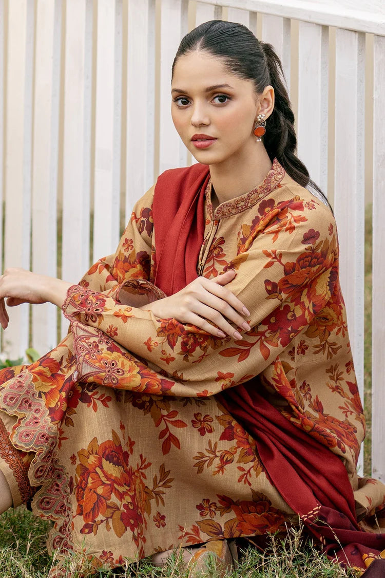 BAROQUE-3PC KHADDAR PRINTED SHIRT WITH KHADDAR PRINT DUPATTA AND PRINT TROUSER-ADR-2632