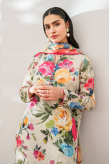 BAROUQE-3PC KARANDI PRINTED SHIRT WITH KARANDI PRINTED DUPATTA AND TROUSER-ADR-2578