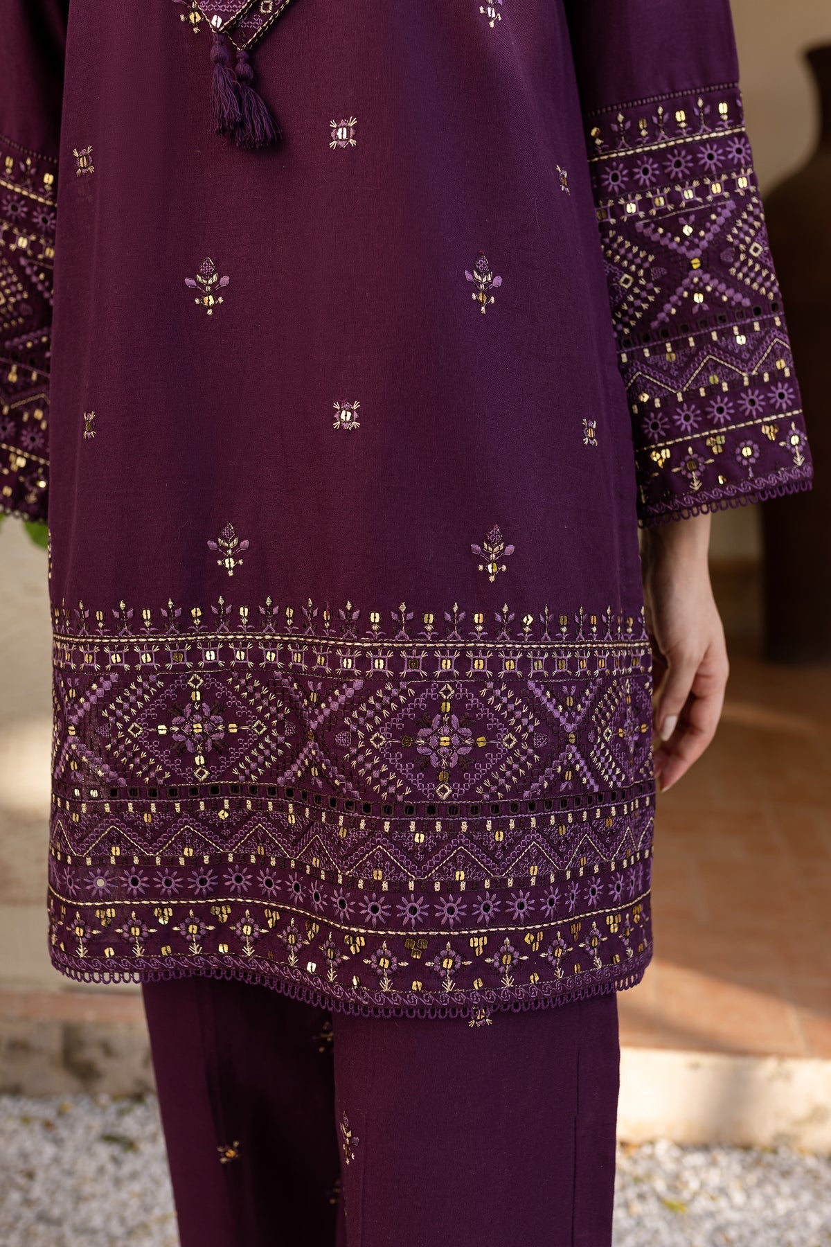 BATIK-2PC DHANAK EMBROIDERED SHIRT & EMBROIDERED TROUSER-ADR-108
