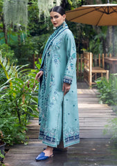 MUSHQ-3PC DHANAK EMBROIDERED SHIRT WITH WOOL PRINTED SHAWL AND TROUSER -ADR-5180