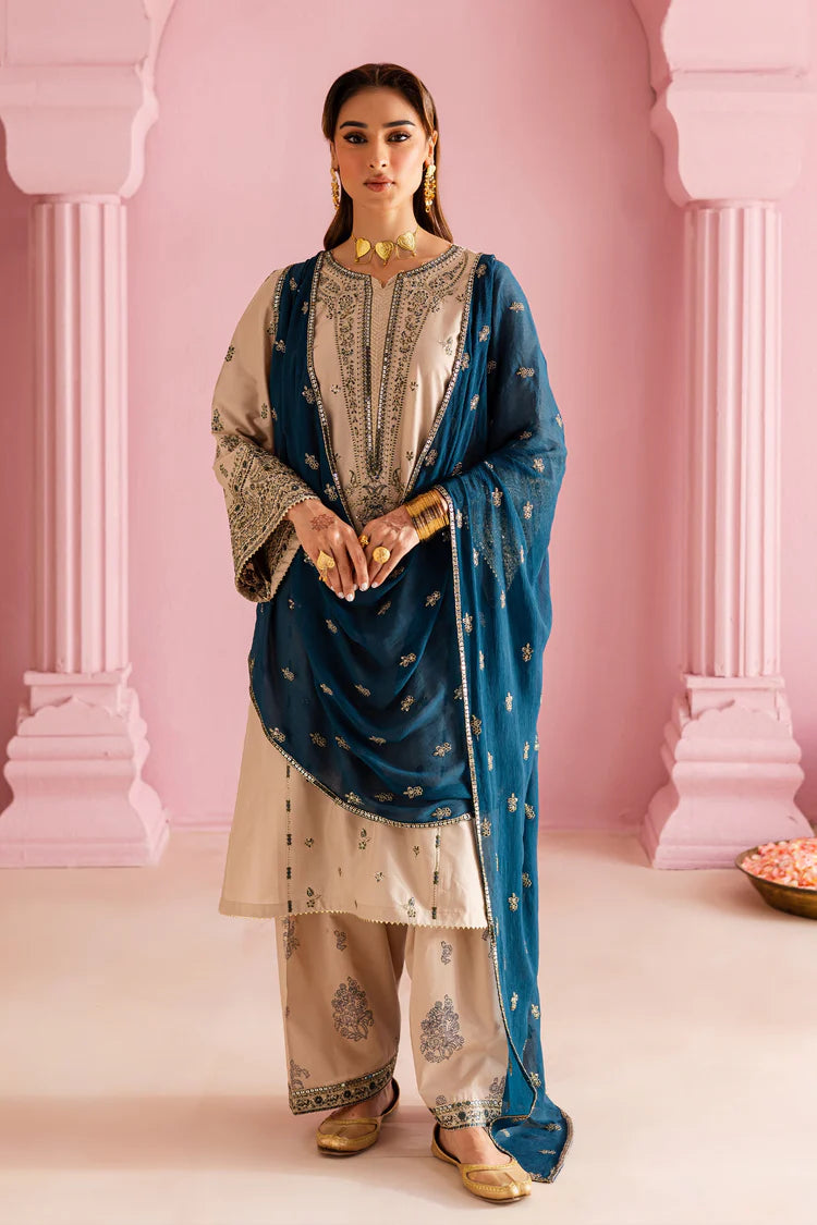 BATIK-3PC DHANAK EMBROIDERED SHIRT WITH DHANAK EMBROIDERED SHAWL & EMB TROUSER-ADR-4162