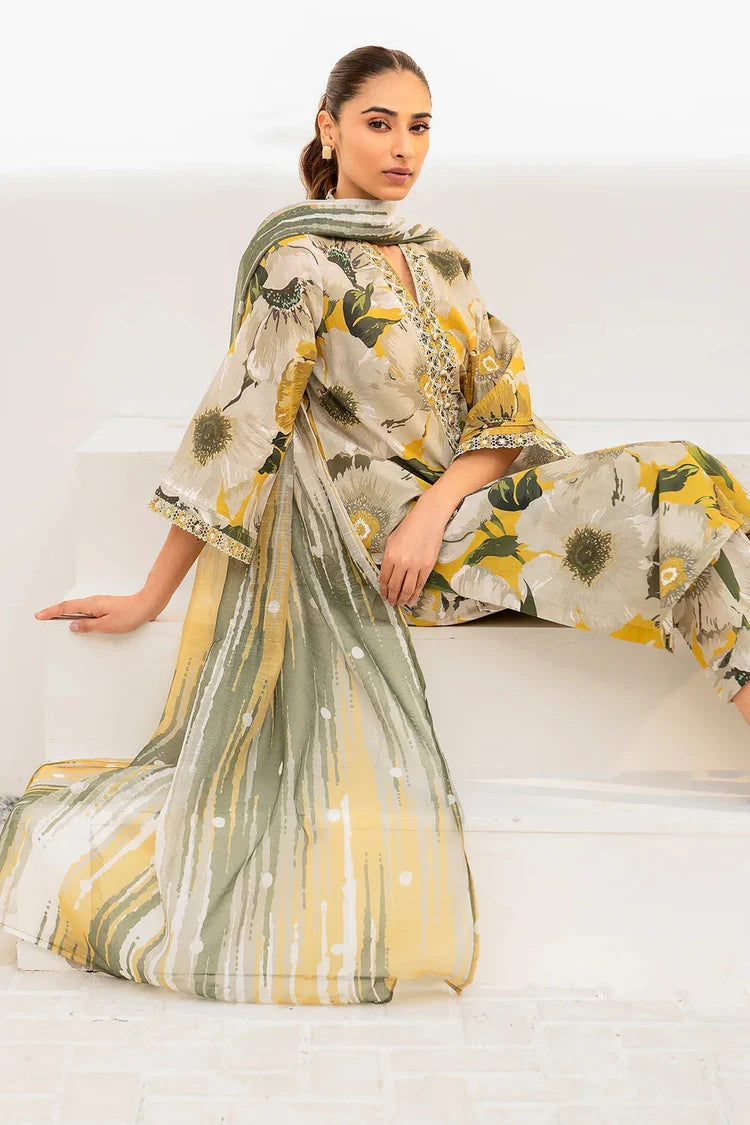BAROUQE-3PC KARANDI PRINTED SHIRT WITH KARANDI PRINTED DUPATTA AND TROUSER-ADR-2573