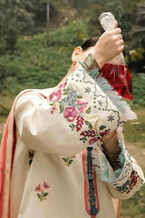 ZAHRA SHAHJAHAN- 3PC DHANK EMBROIDERED SHIRT WITH COUTURE WOOL SHAWL-ADR-3164