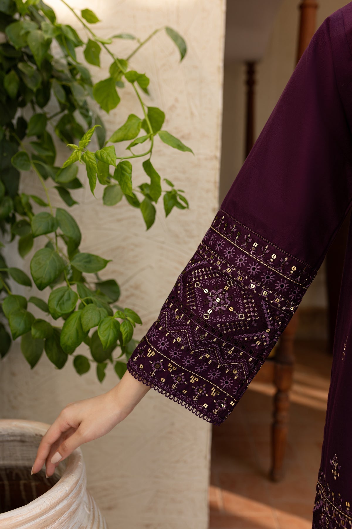 BATIK-2PC DHANAK EMBROIDERED SHIRT & EMBROIDERED TROUSER-ADR-108