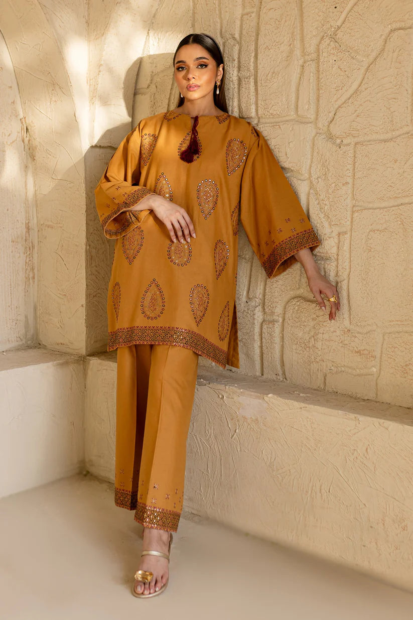 ZARA SHAHJAHAN-2PC DHANAK EMBROIDRED SHIRT WITH AND EMBROIDRED TROUSER-ADR-3334