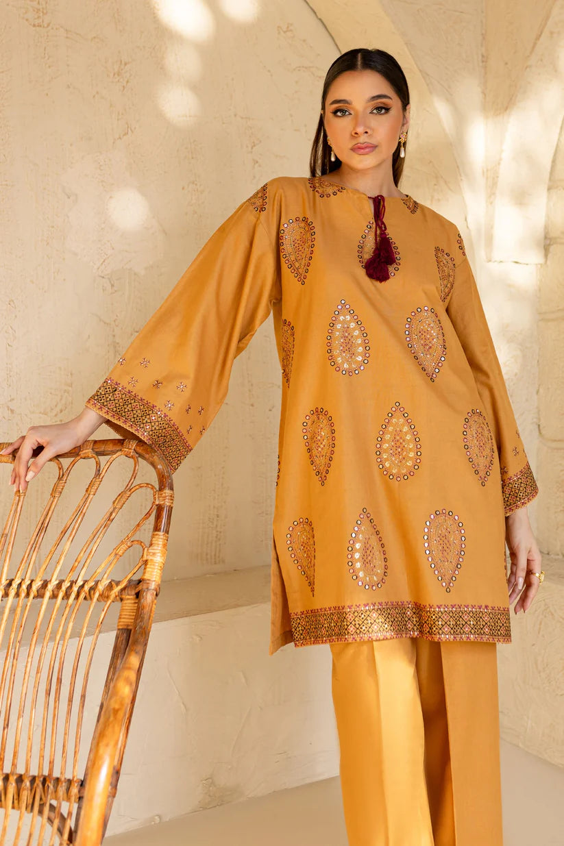 ZARA SHAHJAHAN-2PC DHANAK EMBROIDRED SHIRT WITH AND EMBROIDRED TROUSER-ADR-3334