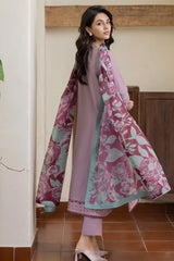 JAZMIN-3PC DHANAK EMBROIDERED SHIRT WITH COURTRAI PRINTED SHAWL AND TROUSER-ADR-4023