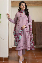 JAZMIN-3PC DHANAK EMBROIDERED SHIRT WITH COURTRAI PRINTED SHAWL AND TROUSER-ADR-4023