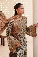 BAROQUE-3PC LAWN DIGITAL PRINTED EMB SHIRT WITH SILK PRINTED DUPATTA AND PRINTED TROUSER-ADR-023