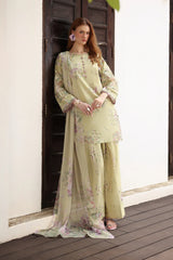 IZNIK-3PC LAWN PRINTED EMB SHIRT WITH SILK PRINTED DUPATTA AND TROUSER-ADR-041